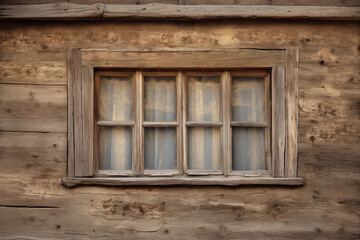 Fototapeta na wymiar Rustic window on an old wooden house