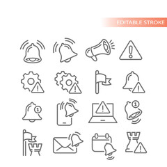 Bell notification and error message vector icon set. Security, risk and data breach icons.