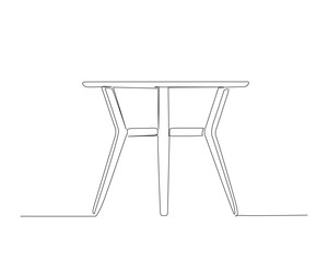 Continuous one line drawing of wooden round table. Living room table single outline vector illustration. Interior and furniture concept, editable stroke.