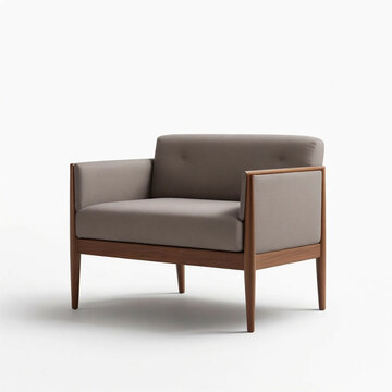 Wooden chair, sofa, minimal simple background