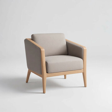 Wooden chair, light grey, simple background
