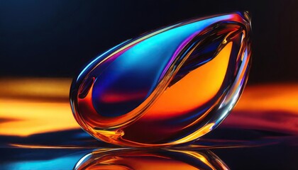  Chromatic glass material abstract fluid shape