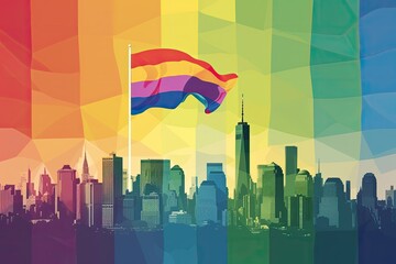 Vibrant urban scene reflecting diversity and inclusivity. Celebrating LGBTQ culture and community in a modern and welcoming city environment - obrazy, fototapety, plakaty