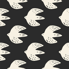Vector seamless pattern birds. Cut paper for print, textile, patterns and covers. Trendy minimal creative style