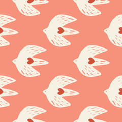 Vector seamless pattern birds. Cut paper for print, textile, patterns and covers. Trendy minimal creative style