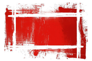 red grunge and scratch effect texture with transparent background and frame surround