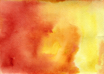 Watercolor background. Red, orange, yellow. Texture.