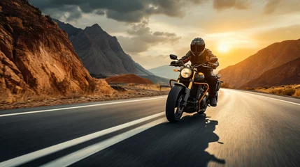 Poster Motorbike on the road riding. Having fun riding. © Creative