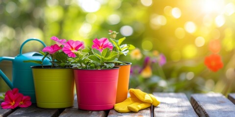 colorful flower pots