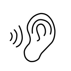 Ear vector icon, hearing symbol