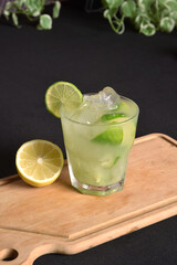 lemon drink, brazilian caipirinha refreshing and alcoholic citrus fruit drink