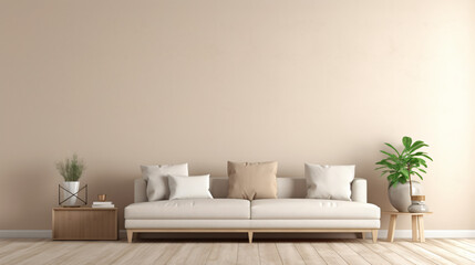 Fototapeta na wymiar Modern living room mockup with beige minimal sofa.