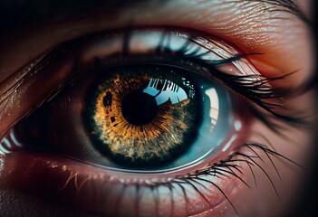 Eye disease - cataract - clouding of the lens. Generative AI - obrazy, fototapety, plakaty