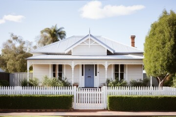 Classic cottage house with white picket fence