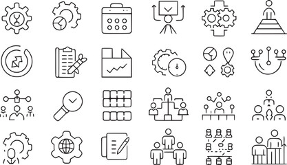 Digital project management icons set vector collection. 