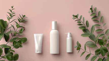 Concepto de varios envases de productos veganos cosméticos. Generado por IA.	