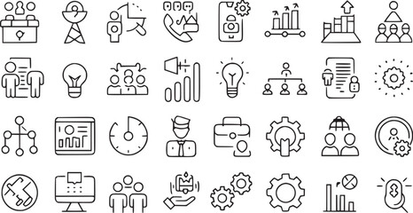 Digital project management icons set vector collection. 