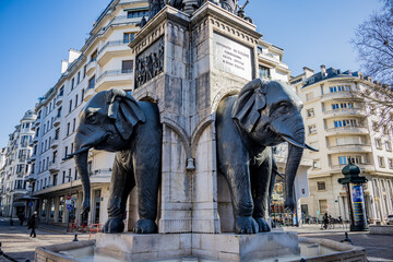 La Fontaine des Éléphants à Chambéry - obrazy, fototapety, plakaty