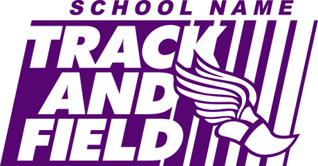 track and field team design with winged foot for school, college or league sports © EarlFergusonClipart