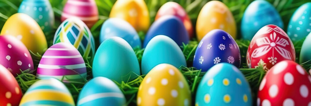 Easter - Colorful Decorated Eggs On Field