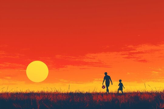 minimalist design background kide have fun with soccer.