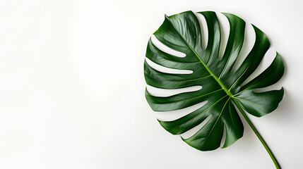large leaf of a monstera plant with copy space in the - obrazy, fototapety, plakaty