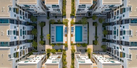 view from drone to architectural patterns