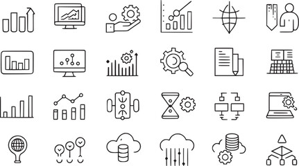 Data analytics icons set with vector collections. 