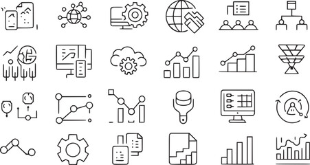 Data analytics icons set with vector collections. 