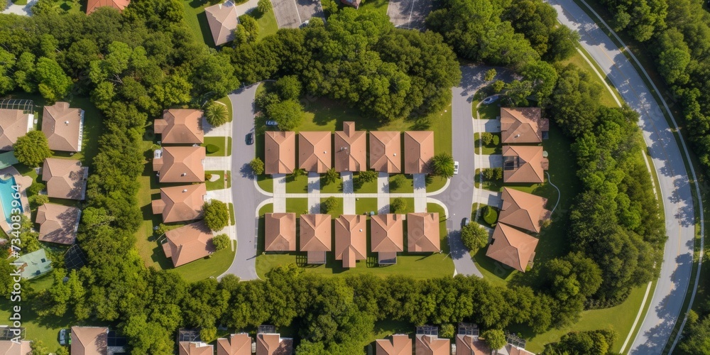 Canvas Prints view from drone to Gated communitie