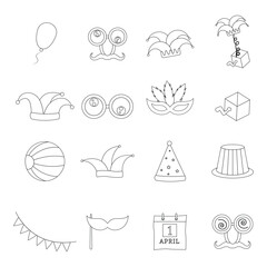 Set of april fools day icons white background