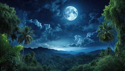 Obraz na płótnie Canvas night landscape with moon