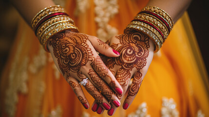 Mehendi of Malayalee Bride at Indian Hindu Wedding