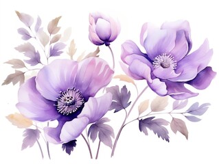 Two watercolor flowers illustration