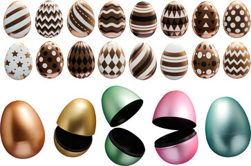 Easter Eggs Stickers Gold Bronze Patterns Motifs