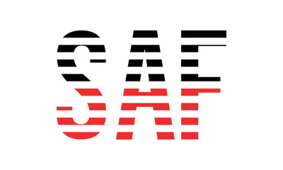 SAF three initial letter iconic line negative space minimal logo design vector template. monogram, abstract, wordmark, business, typography, minimalist, brand, company, flat, modern, unique, simple