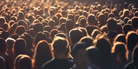 photo capturing a large crowd of people - obrazy, fototapety, plakaty