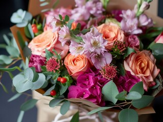 Vibrant Roses and Perennials Bouquet
