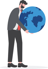 Businessman holding globe. Concept people and earth vector illustration

