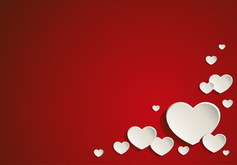Vector Valentine's card on a red background with cute white hearts and space for text