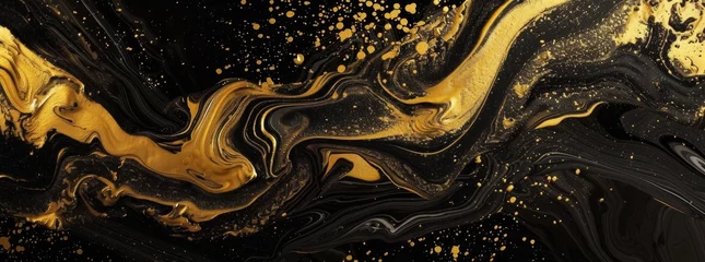 Fotobehang Gold abstract black marble background art paint pattern ink texture watercolor white fluid wall. Abstract liquid gold design luxury wallpaper nature black brush oil modern paper splash painting water © BackgroundWorld