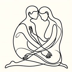 one line illustration of a couple in love