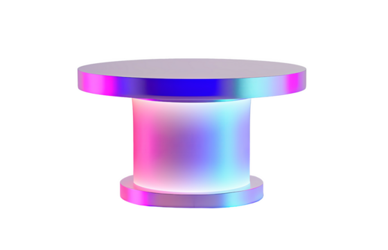 Purple neon pedestal isolated on transparent background PNG