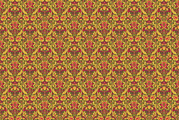 Digital seamless pattern block print batik. Seamless pattern with mandala ornament. Traditional Arabic, Indian motifs. Great for fabric and textile, wallpaper, packaging or any desired idea.