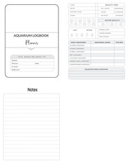 Editable Aquarium Log Book Planner Kdp Interior printable template Design.