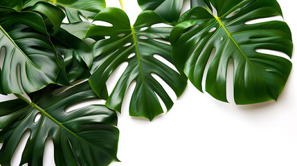 tropical leaf border on white background copy space i