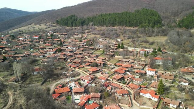 Panoramic view over authentic houses in folk  Bulgaria Jeravna