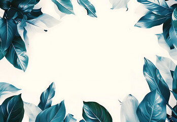 tropical leaves on a white background in the style of