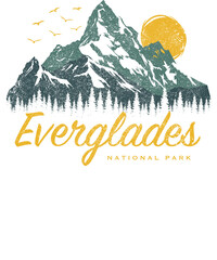 US National Park Retro Illustration Vintage Mountains Hiking Outdoor Nature