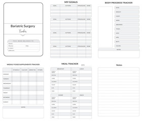 Editable Bariatric Surgery Tracker Planner Kdp Interior printable template Design.